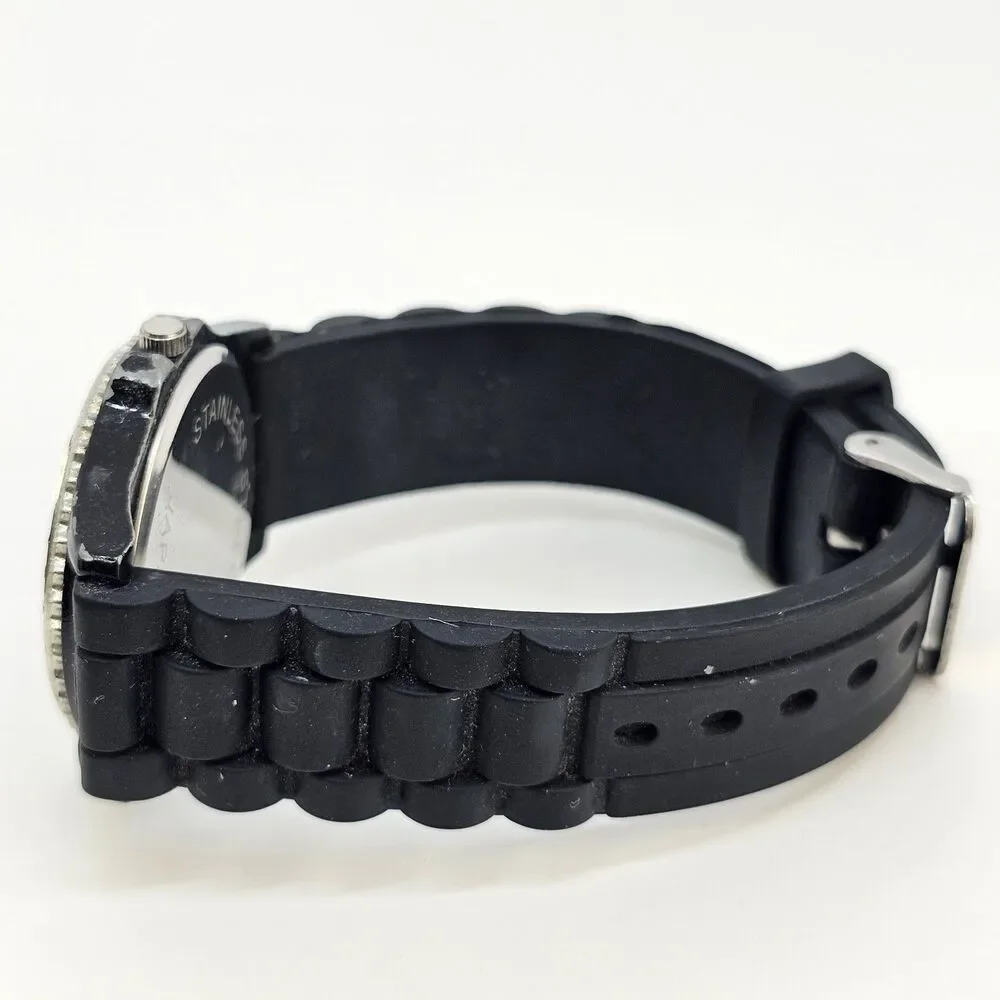 2X Women's Watch 38MM Black White Dial Black White‎ Plastic Bands New Battery